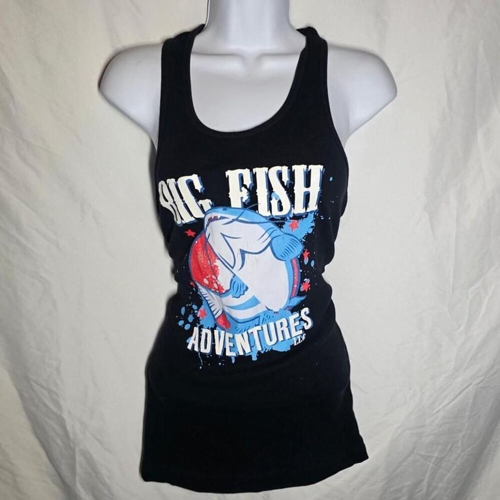 big fish shark y2k 2000s black ribbed tank top